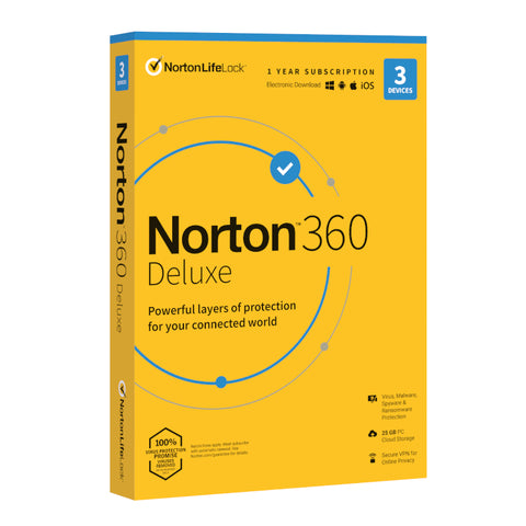 Norton 360 Deluxe 25GB AF 1 User 3 Device 12 Months