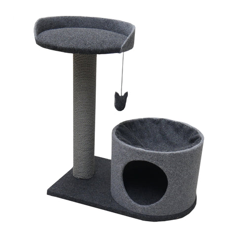 Charcoal Felt Cat House & Perch