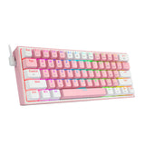 REDRAGON FIZZ PRO RGB 61 KEY Mechancal Wireless Gaming Keyboard – Pink/White