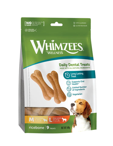 Whimzees Medium/Large Rice Bone Value Bag (9pc)