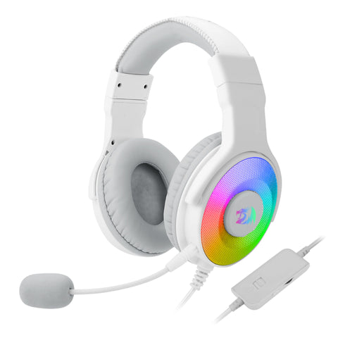 REDRAGON Over-Ear PANDORA USB (Power Only) RGB Gaming Headset – White - Reddy Set Go